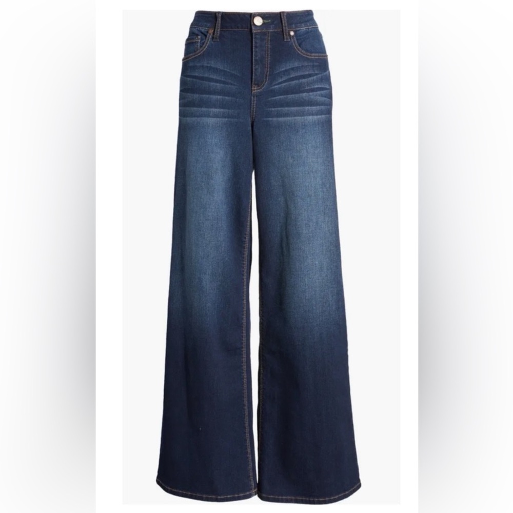 1822 Denim Dark Blue Wide Leg Jeans